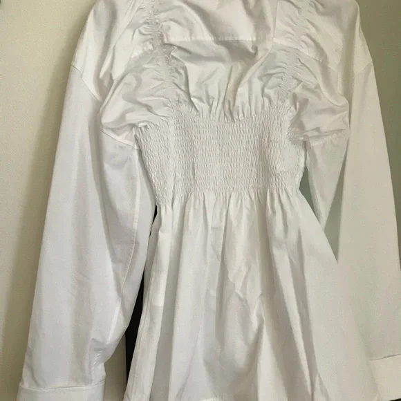 NWT Alexander Wang Long Sleeve Smocked Cami Oversize Poplin Cotton Shirt Dress S - Picture 11 of 15